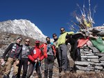 From right to left: Marco Sazzini, Davide Peluzzi, Emanuele Marafante, Giuseppe De Angelis, Giorgio Marinelli and Luca Natali at the Omai Tsho camp (4,600 m, Rolwaling, Nepal)